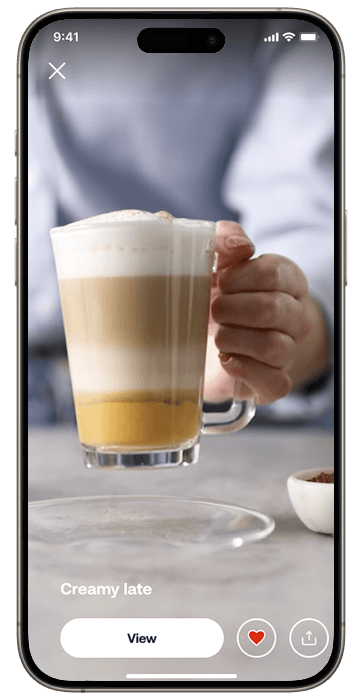 Smartphone com ecr&atilde; do HomeID com receita de caf&eacute; apresentada