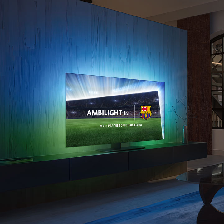 Jogos do FC Barcelona com televisores Ambilight