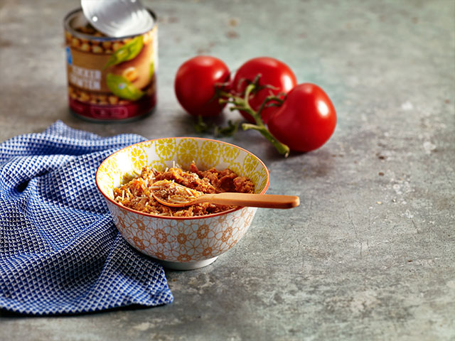 Grão-de-bico com noodles